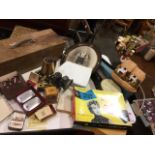 Miscellaneous collectors items including a cased banjo, an Emmerdale cottage tablelamp, boxed games,