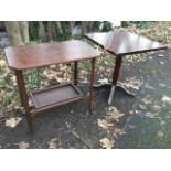 A rectangular Edwardian oak table with moulded top having canted corners on square legs joined by