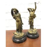 A pair of nineteenth century classical bronze allegorical figures - La Cruch Cassé and remorseful
