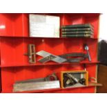 Miscellaneous tools including a boxed Stanley Bailey No 4 plane, saws, a miniature spokeshave,