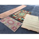 Four miscellaneous 1940s/50s fireside rugs / runners. (4)