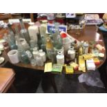 A collection of 'dug-up' bottles & glass - stoneware, beer bottles, medicine, ink pots, hot water