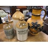 Three salt glazed nineteenth century jars with brewery names - Gledhill of Gosforth, Calverley of