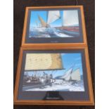 A pair of pine framed yachting photographs - Regates Royales and 15M Class, the prints with black