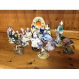 Miscellaneous figurines including some nineteenth century, birds, continental porcelain, Coalport, a