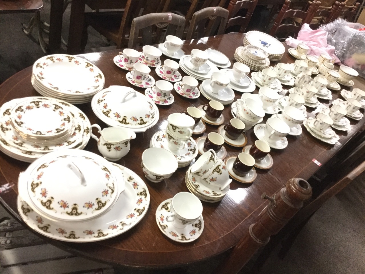 Miscellaneous ceramic sets including a Poole six-piece coffee set, an Edwardian scalloped floral