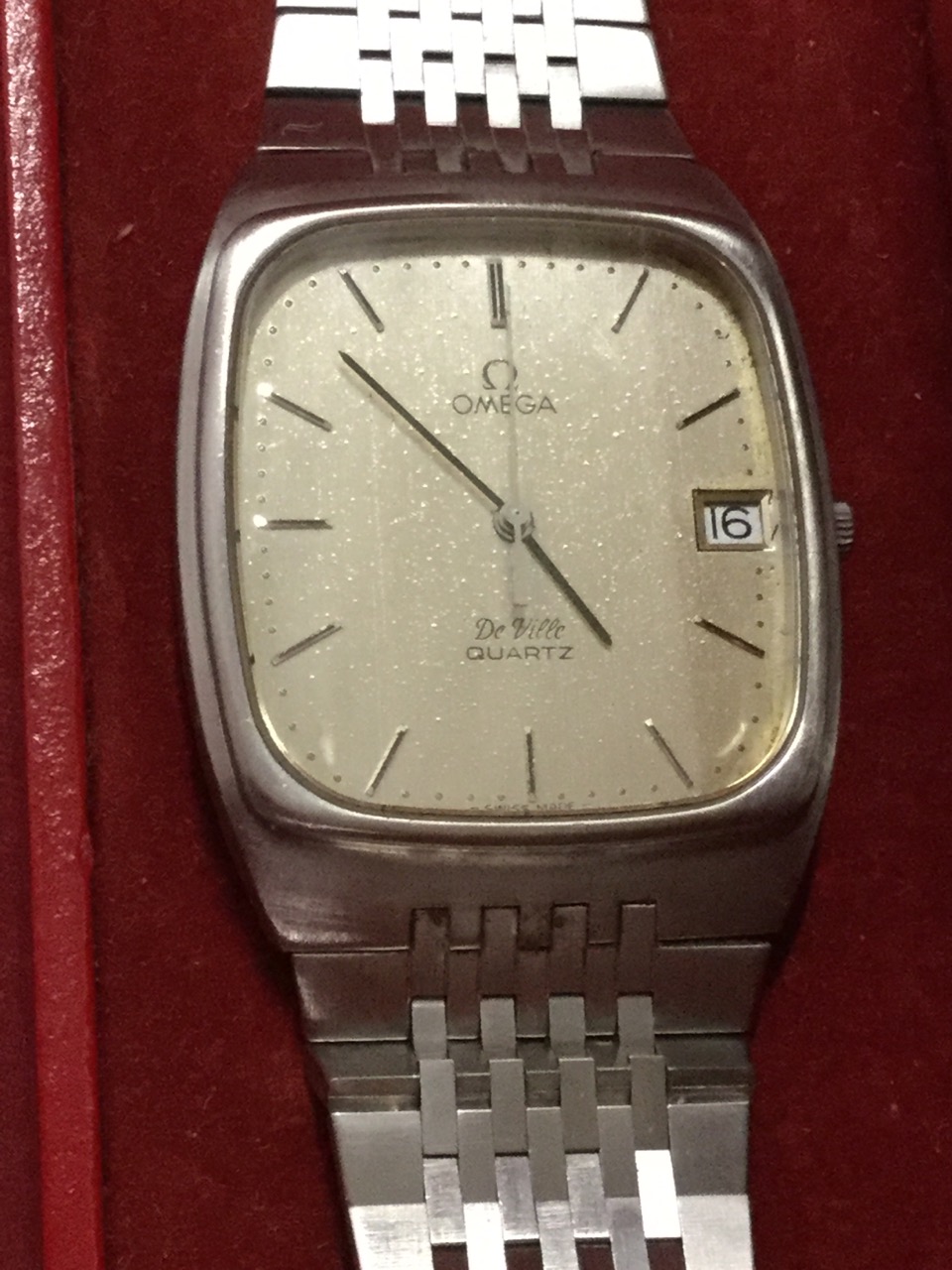 A cased Omega De Ville gentlemens wristwatch in brushed stainless steel rounded case, the dial - Image 2 of 3