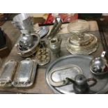 Miscellaneous silver plate & pewter including a pair of rectangular turrines & covers, teapots, a