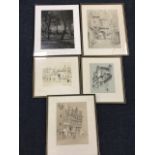Four framed Edinburgh monochrome prints of the old town, with commentaries to versos - Riddles