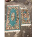 A Chinese floral thick pile wool rug, woven with oval floral medallion and conforming frieze on