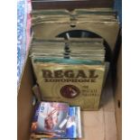 A box of miscellaneous 78s - classical, song, sets, etc; and a bundle of CDs. (110)