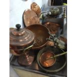 Miscellaneous brass & copper including a Victorian urn, bowls, sets of nineteenth century lids