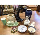 Miscellaneous ceramics including a Beswick cruet set, a nineteenth century Worcester ribbed tea