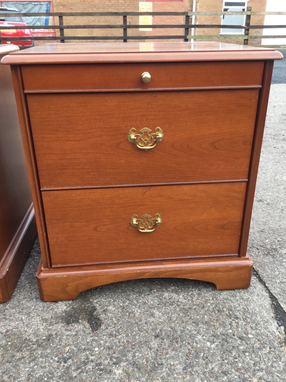 Two pairs of mahogany bedside cabinets by Stag, with moulded tops above slides and two drawers - Image 2 of 3