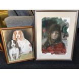 Keshichen, watercolour, bust portrait of a young girl, signed & dated, mounted & framed; and Donna