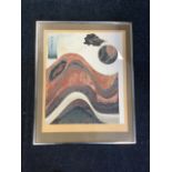 Cartmel Crossley, abstract collage study with waves after the Japanese, signed, laid down &