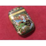 An Edwardian Japanese cloisonné vesta, the case with sprung hinged lid and striking groove to base,