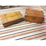 A Victorian oak box with brass military style mounts and hinges; and a cedarwood dovetailed box with
