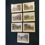A set of seven hunting prints after Sanderson Wells, the titled coloured plates laid down and