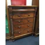 A Victorian mahogany Scotch chest with cushion moulded frieze drawer above four graduated cockbeaded