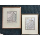 An eighteenth century handcoloured map of Northumberland after Robert Morden, the plate mounted &