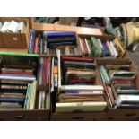 Five boxes of books - childrens, travel, Broons volumes, novels, classics, art, nature, birds,