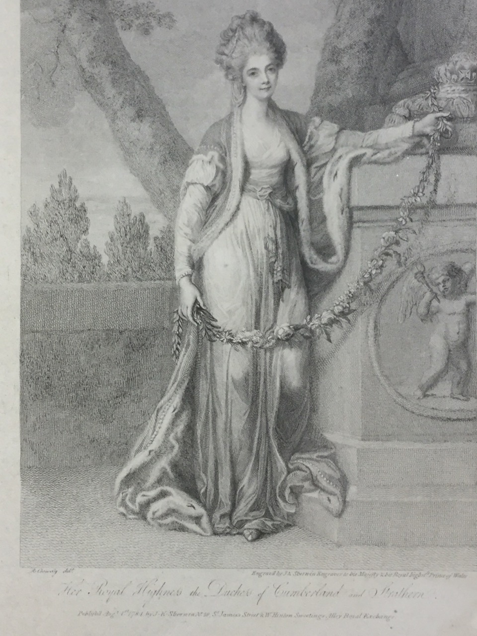 A pair of late eighteenth century Cosway engravings, The Duchess of Cumberland and Viscountess - Image 3 of 3
