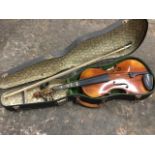 A cased Czechoslovakian 22in violin, the internal label reading Antonio Stradiuarius etc, with