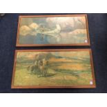 Robert Amick, C20th coloured prints, a pair, North American Indians in landscapes, signed in the