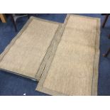A pair of new Belgian flat woven sizel type rugs with rectangular panels framed by darker