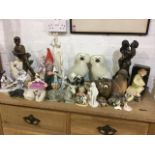 Miscellaneous ceramic figurines including a pair of early wally dogs, a Royal Doulton Phyllis,