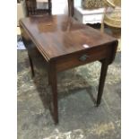 A nineteenth century mahogany pembroke table, the rectangular top with two rule-jointed rounded drop