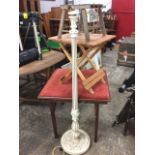 A Mudie Squeezer folding mahogany card table with square reeded legs; a folding table with slats