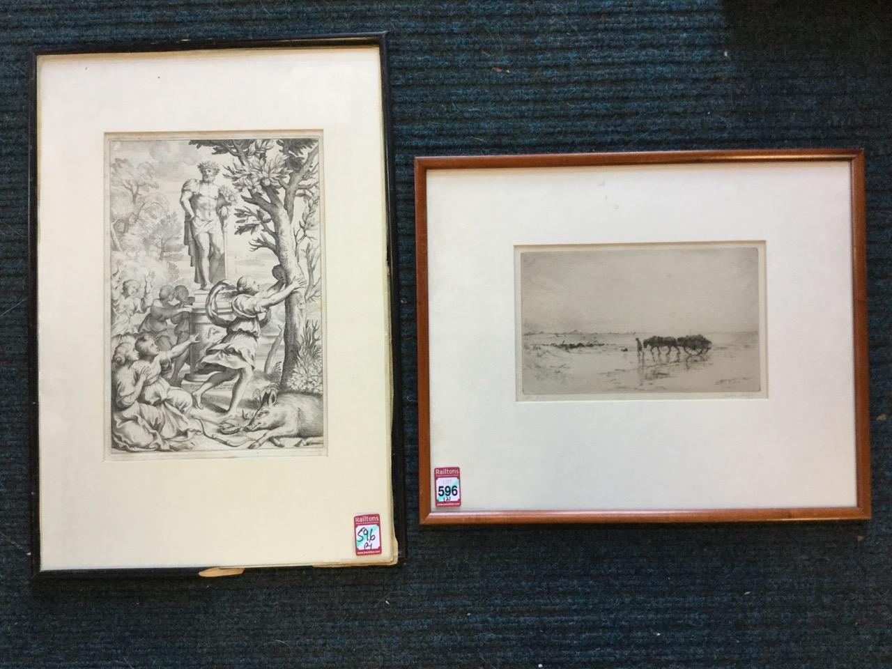 Jackson Simpson, Edwardian etching titled Wet Sand, signed on pencil on margin, mounted & framed;