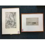 Jackson Simpson, Edwardian etching titled Wet Sand, signed on pencil on margin, mounted & framed;