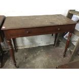 A nineteenth century mahogany side table with rectangular moulded top above a long frieze drawer,