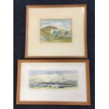 Tom Shanks, pen & watercolour, landscape of Ben Lomond, signed, mounted & framed; and another of a