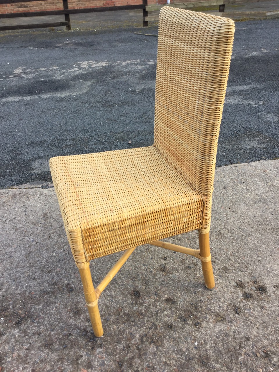 A set of four cane dining chairs with rectangular woven backs above box seats, raised on turned legs - Image 3 of 3