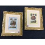 G Napgar(?), watercolours, a pair, hunting vignettes centering on a fox and horse, signed, mounted