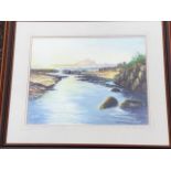 Ray Smith, watercolour, seascape view of Bamburgh Castle, signed, mounted & framed. (18in x 14in)