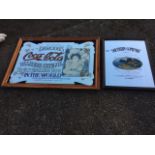 A rectangular art nouveau style Coca Cola pub type advertising mirror in moulded frame; and
