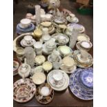 Miscellaneous ceramics including part teasets, blue & white, commemorative, Masons, some