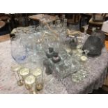 Miscellaneous glass including vases, candlesticks, a jug, candleholders, terrariums, tealight