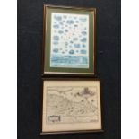 A numbered and signed David Eley map of the River Dee, showing salmon pools, etc., mounted & framed;