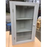 A painted glazed corner cupboard with tongue & groove boarded back. (34.5in x 9.5in x 22in)
