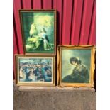 A gilt framed Renoir canvas print; and two gilt framed old master type figurative prints. (3)