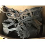 Miscellaneous horse tack including girths, bridles, bits, shoe covers, etc. (A lot)