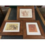 Two hardwood framed figural sepia prints after Degas & Burn-Jones, both mounted; and a similarly