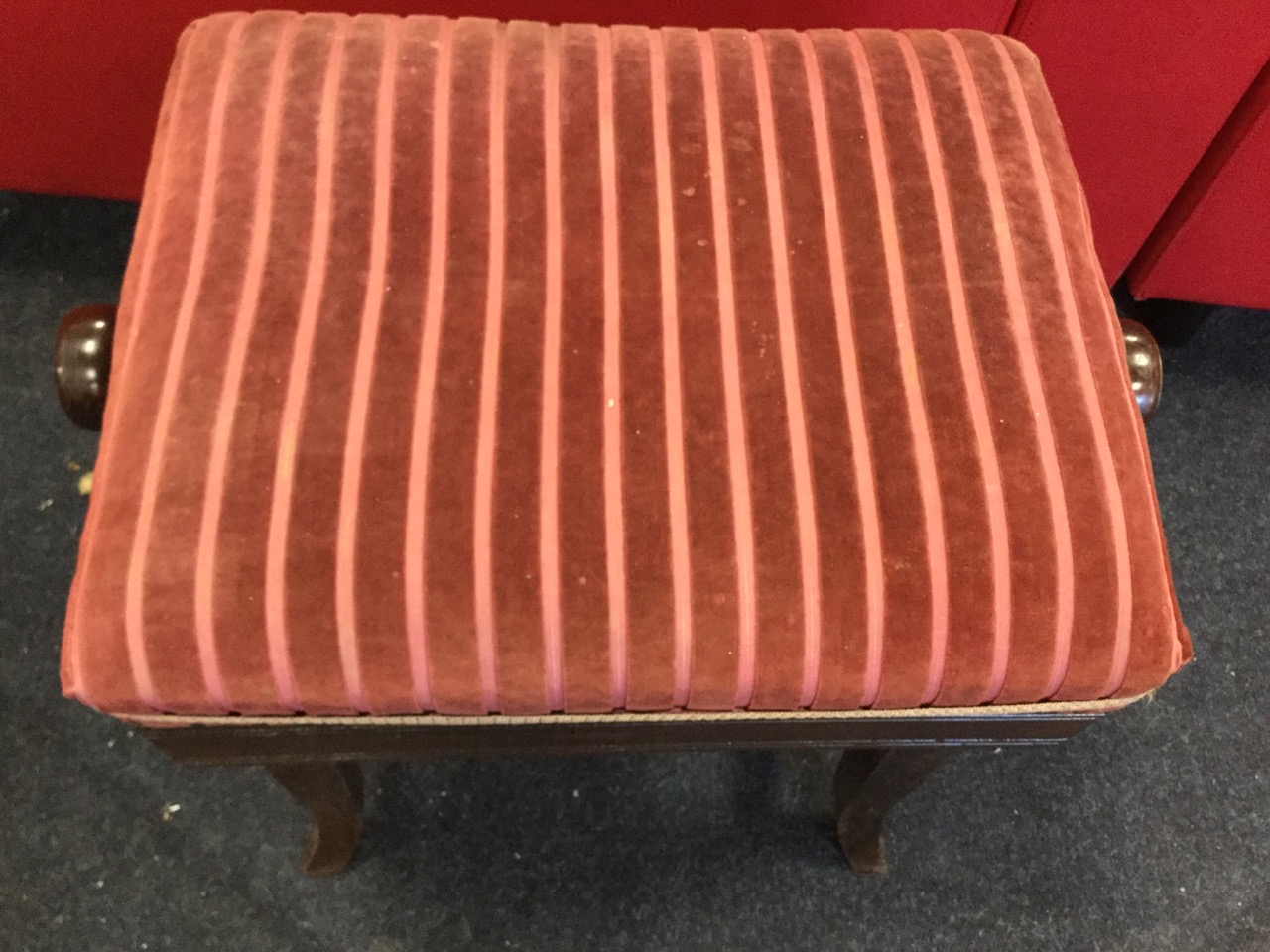 A rectangular late Victorian rosewood piano stool, the rise-and-fall adjustable upholstered seat - Image 3 of 3