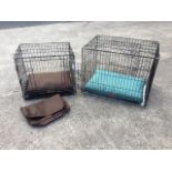 An Ellie Bo dog crate with inner tray & a new cushion pad; and another similar cage with pad. (
